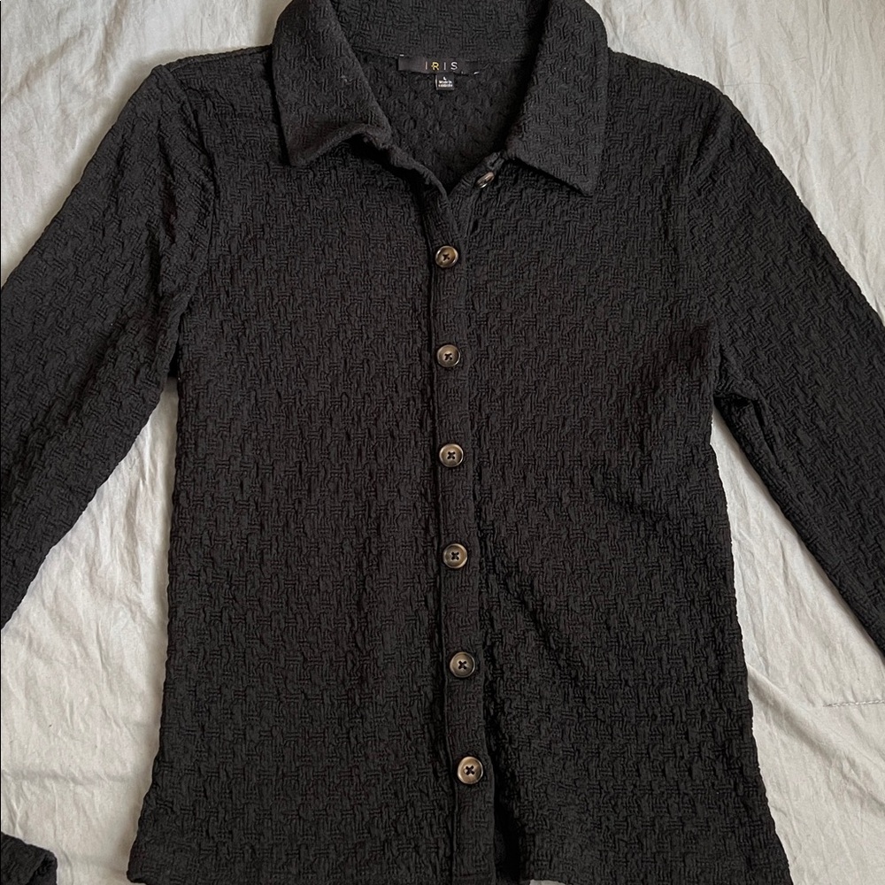 Black Textured Button-Up Shirt Fashion Nova